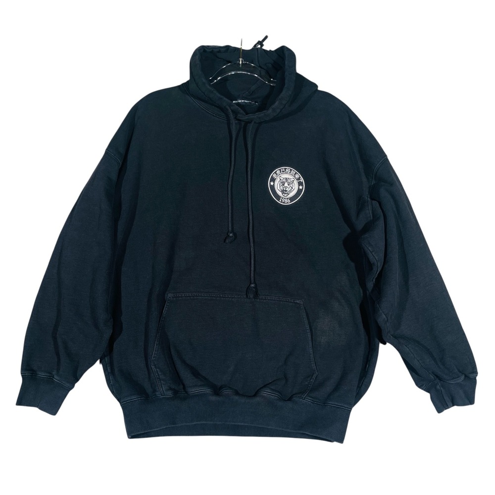Brandy Melville Women Hoodie Tiger Graphic One Size Black Cotton Blend Oversized